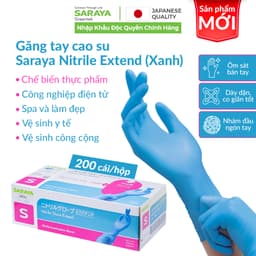 Thumbnail Găng tay cao su Saraya Nitrile Glove Extend (Màu Xanh), dùng trong thực phẩm, làm đẹp, công nghiệp - 200 cái/hộp 2