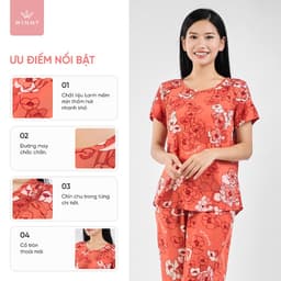 Thumbnail Bộ mặc nhà nữ WINNY kiểu cộc tay quần ngố chất lanh mềm mát 2MNLA23016N 1