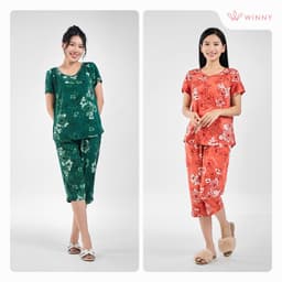 Thumbnail Bộ mặc nhà nữ WINNY kiểu cộc tay quần ngố chất lanh mềm mát 2MNLA23016N 2