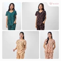 Thumbnail Bộ mặc nhà nữ WINNY kiểu cộc tay quần ngố chất lanh mềm mát mùa hè 2MNLA23023N 3