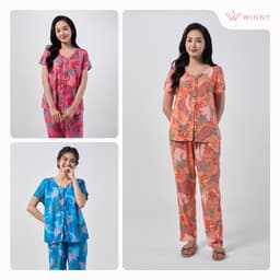 Thumbnail Bộ mặc nhà nữ WINNY kiểu cộc tay quần dài chất lanh mềm mát 2MNLA23035D 2