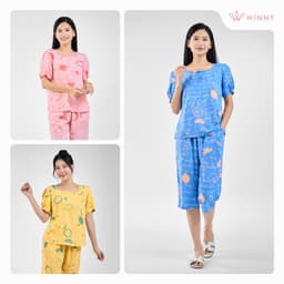 Thumbnail Bộ mặc nhà nữ WINNY kiểu cộc tay quần ngố chất lanh mềm 2MNLA23052N 3