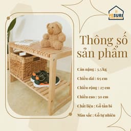 Thumbnail Kệ Gỗ Để Giầy Gỗ Tần Bì Tab Đầu Giường Kích Thước 65x50x27 Thiết Kế Thẩm Mỹ Lắp Đặt Dễ Dàng YESURE - Hàng chính hãng 2