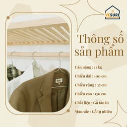 Thumbnail Tủ Kệ Trang Trí Gỗ Tần Bì Kệ Đa Năng Treo Quần Áo Thiết Kế Thẩm Mỹ Dễ Dàng Lắp Đặt YESURE - Hàng chính hãng 2