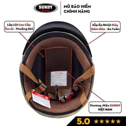 Thumbnail Nón bảo hiểm nửa đầu kiểu dáng thể thao SUNDY Helmets HP02, an toàn, nam tính, Freesize (vòng đầu 55-59cm) 2