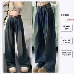 Thumbnail Quần jean xuông ly trước ống rộng đủ màu Emix 1
