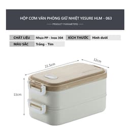 Thumbnail Hộp Cơm Văn Phòng Giữ Nhiệt Vỏ Nhựa Cao Cấp Ngăn Đựng Bằng Inox 304 Có Thể Tháo Rời Dung Tích 1600ml HLM-063 YESURE 2