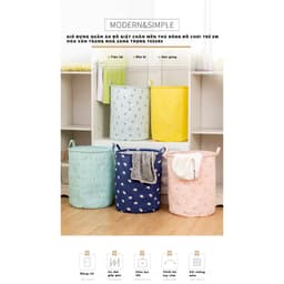 Thumbnail Giỏ Đựng Quần Áo Đồ Giặt Chăn Mền Thú Bông Đồ Chơi Trẻ Em Hoa Văn Trang nhã Sang Trọng YESURE HOME DECOR 1