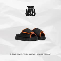 Thumbnail Dép Nam Nữ Tăng Chiều Cao THE LARVA WOLF SLIDE SANDAL - BLACK & ORANGE 1