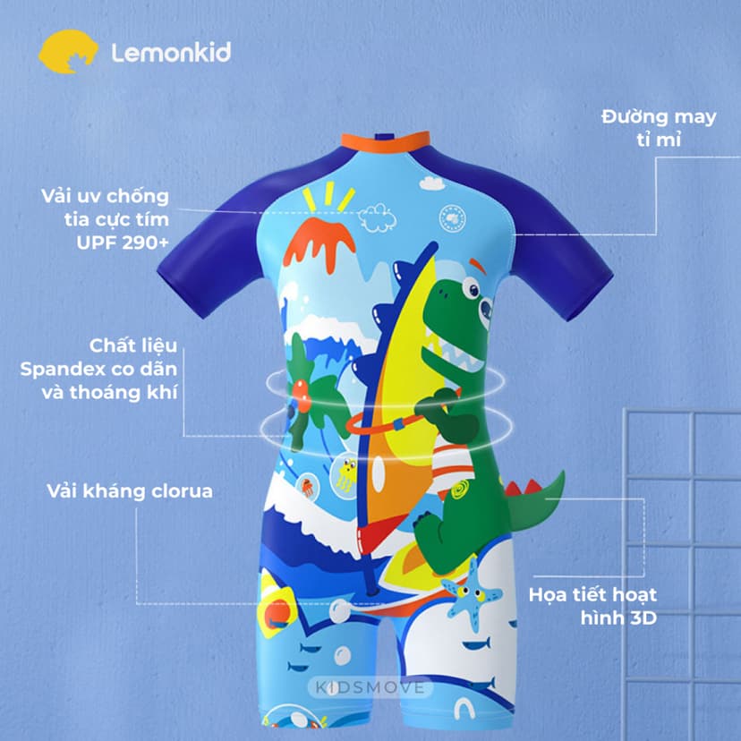 Ảnh Đồ bơi trẻ em Hàn Quốc Lemonkid vải co giãn chống tia UV, kháng clorua, khô siêu nhanh 3