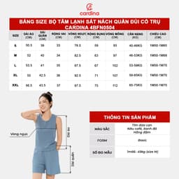 Thumbnail Đồ bộ nữ CARDINA chất tăm lạnh thiết kế áo sát nách cổ trụ quần đùi khỏe khoắn 4BFN05 5BFN05 2