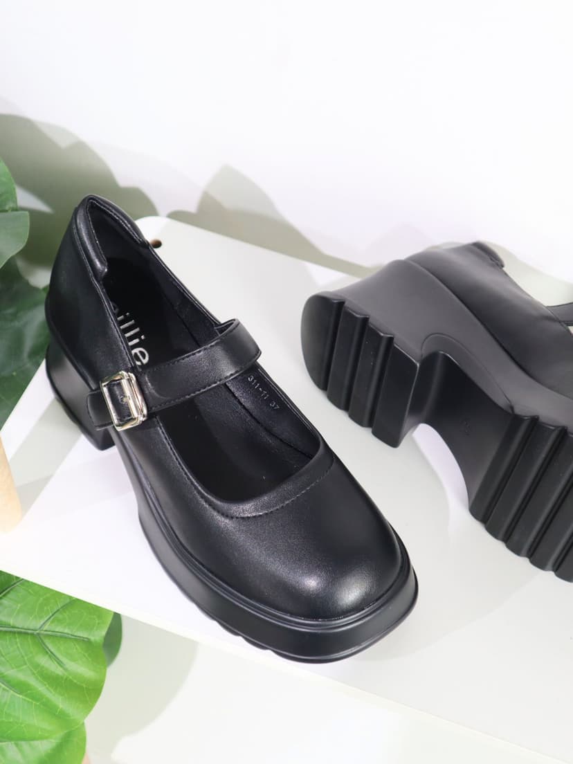 Ảnh Giày Lolita Nữ Cillie Mary Jane Cổ Thấp Đế Cao 6cm Chất Da Lì Quai Dây Cài 1143 3