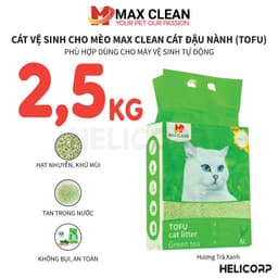 Thumbnail Cát Mèo, Cát Vệ Sinh Cho Mèo Đậu Nành, Tofu Hạt Nhuyễn, Hạt Nhỏ Max Clean 2.5KG Hương Trà Xanh 1