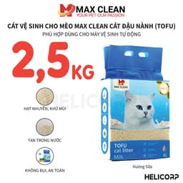 Thumbnail Cát Mèo, Cát Vệ Sinh Cho Mèo Đậu Nành Hương Sữa, Tofu Hạt Nhuyễn, Hạt Nhỏ Max Clean 2.5KG - HeLiCorp 1