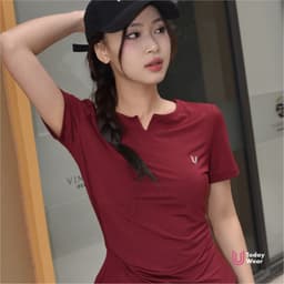 Thumbnail Set đồ thể thao nữ tập gym yoga áo Slimfit đỏ mix quần Rider đen Today U Wear cầu lông chạy bộ tennis pickleball 1