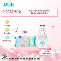 Thumbnail Bình sữa Pur Comfort + núm mềm Advanced + khăn 20 tờ 1