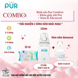 Thumbnail Bình sữa Pur Comfort + núm mềm Advanced + khăn 20 tờ 2