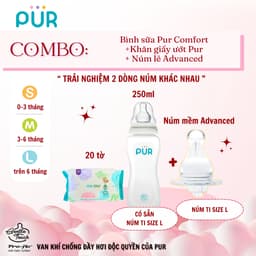 Thumbnail Bình sữa Pur Comfort + núm mềm Advanced + khăn 20 tờ 3