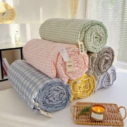 Thumbnail Chăn hè kẻ bông sơ đậu nành bodecor mền cotton đũi cao cấp kích thước 2mx2m3 chất thoáng mát bền màu, hàng nhập khẩu 2