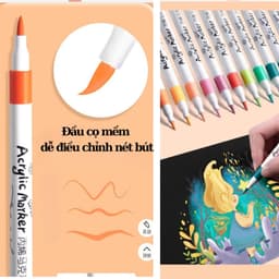 Thumbnail Đồ Chơi Bút Màu Acrylic Ngòi Nhọn ( Ngòi Mềm) Vẽ Được Trên Nhiều Chất Liệu Khác Nhau Cho Bé Thoả Sức Sáng Tạo 2