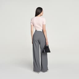 Thumbnail DEAR JOSÉ - Áo kiểu croptop vải knit hồng - Nami Chunky 2
