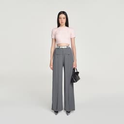 Thumbnail DEAR JOSÉ - Áo kiểu croptop vải knit hồng - Nami Chunky 1