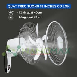 Thumbnail Quạt Treo Tường NANOMAX QN-06 Size Lớn 18 Inches Điều Khiển Từ Xa, Đo Nhiệt Độ Bên Trong Máy 2