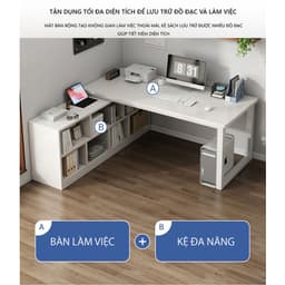 Thumbnail Bàn làm việc chữ L kèm kệ sách thông minh thương hiệu IGA - Gm131 1