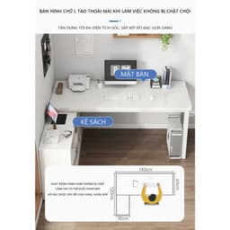 Thumbnail Bàn làm việc chữ L kèm kệ sách thông minh thương hiệu IGA - Gm131 2