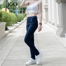 Thumbnail Quần kaki nữ KQ STYLING ống đứng ôm dáng co giãn 4 chiều mềm mịn Xanh Đen cao cấp 4