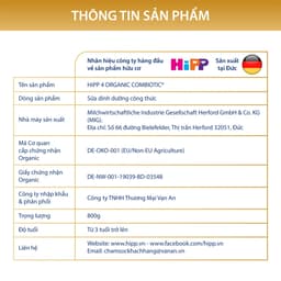 Thumbnail Combo 2 lon Sữa bột công thức HiPP 4 Organic Combiotic 800g (Dành cho trẻ từ 3 tuổi) (2 lon x 800g). 4