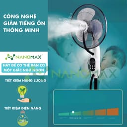 Thumbnail Quạt Hơi Nước NANOMAX QN 09, Phun Sương ION Âm Màn Hình LED Dung Tích 2,8L 3 Tốc Độ Chế Độ Gió 5 Bánh Xe Kèm Remote 2