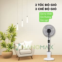 Thumbnail Quạt Hơi Nước NANOMAX QN 09, Phun Sương ION Âm Màn Hình LED Dung Tích 2,8L 3 Tốc Độ Chế Độ Gió 5 Bánh Xe Kèm Remote 3