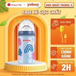 Thumbnail Bình sữa thủy tinh cổ rộng Yoboo YB-0043/0044 bọc silicon cảm biến nhiệt - Chính hãng 1
