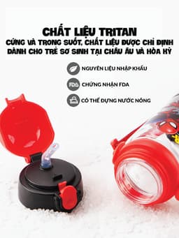 Thumbnail Bình uống nước cho bé 1989KIDS chất liệu tritan an toàn cho bé,Bình nước siêu nhân elsa cho trẻ em 2 nắp tiện lợi 3