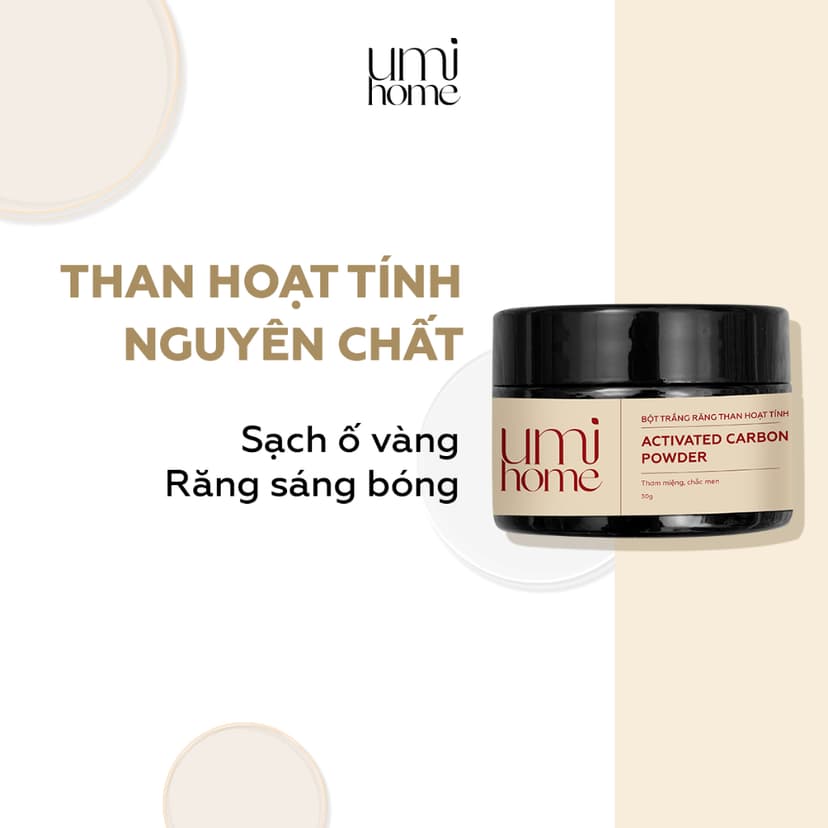 Ảnh Than hoạt tính trắng răng UMIHOME (30g) - Răng trắng với than hoạt tính bột than tre đánh trắng răng 1