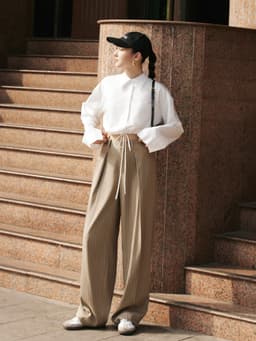 Thumbnail Quần suông kẻ nâu có ly HUONG BOUTIQUE BSQ09 1