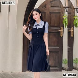 Thumbnail Đầm thiết kế phối cổ sơ mi tùng xếp ly BEMINE MT8934 2