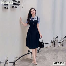 Thumbnail Đầm thiết kế phối cổ sơ mi tùng xếp ly BEMINE MT8934 1