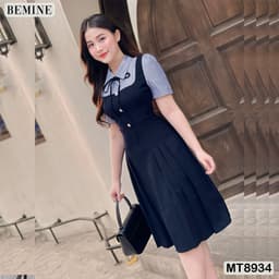 Thumbnail Đầm thiết kế phối cổ sơ mi tùng xếp ly BEMINE MT8934 4
