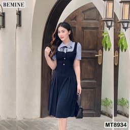 Thumbnail Đầm thiết kế phối cổ sơ mi tùng xếp ly BEMINE MT8934 3