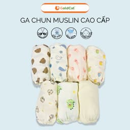 Thumbnail Ga Cũi Cho Bé GOLDCAT Chất Liệu Muslin 100% Cotton Cao Cấp Mềm Mát, Viền Chun Ôm Đệm, Kích Thước Đa Dạng 1