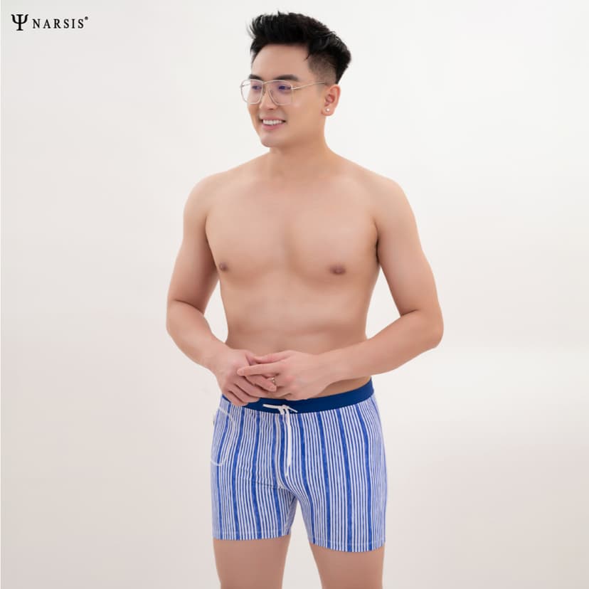 Ảnh Quần Bơi Nam Narsis Q24003, 2 Lớp, Vải PE, Co Giãn 4 Chiều, Nhanh Khô, Túi Khóa, Tiện Lợi 4