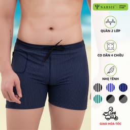 Thumbnail Quần Bơi Nam Narsis Q24003, 2 Lớp, Vải PE, Co Giãn 4 Chiều, Nhanh Khô, Túi Khóa, Tiện Lợi 1