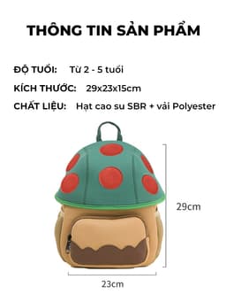 Thumbnail Balo trẻ em mẫu giáo mầm non 1989KIDS từ 2 đến 5 tuổi,chất liệu mềm mại,hình nấm đáng yêu,Balo trẻ em cho bé trai bé gái 2