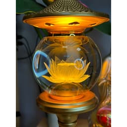 Thumbnail Đèn Thờ Hoa Sen Pha Lê Hình Cầu, Kiểu Mái Ngói, Thân Hợp Kim Nhôm Sơn Đồng, Đèn Thờ Led - Tuệ Nga 3