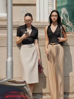 Thumbnail Áo sơ mi thun đen sát nách nhún ngực HUONG BOUTIQUE BSSM54 3