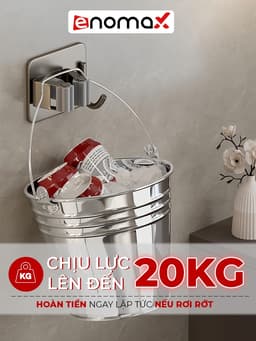 Thumbnail Kẹp cây lau nhà, chổi Enomax chất lượng inox 304 cao cấp. Dán tường bằng keo dán. Bảo hành 10 năm (Eno 0201 - 0205) 3