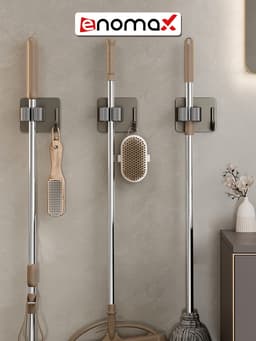 Thumbnail Kẹp cây lau nhà, chổi Enomax chất lượng inox 304 cao cấp. Dán tường bằng keo dán. Bảo hành 10 năm (Eno 0201 - 0205) 1