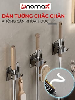 Thumbnail Kẹp cây lau nhà, chổi Enomax chất lượng inox 304 cao cấp. Dán tường bằng keo dán. Bảo hành 10 năm (Eno 0201 - 0205) 4